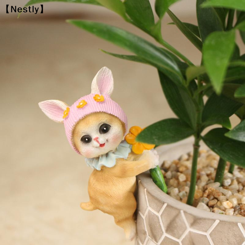 Bonsai Garden Miniature - Miniature Hanging Cat Figurines Flower Pot