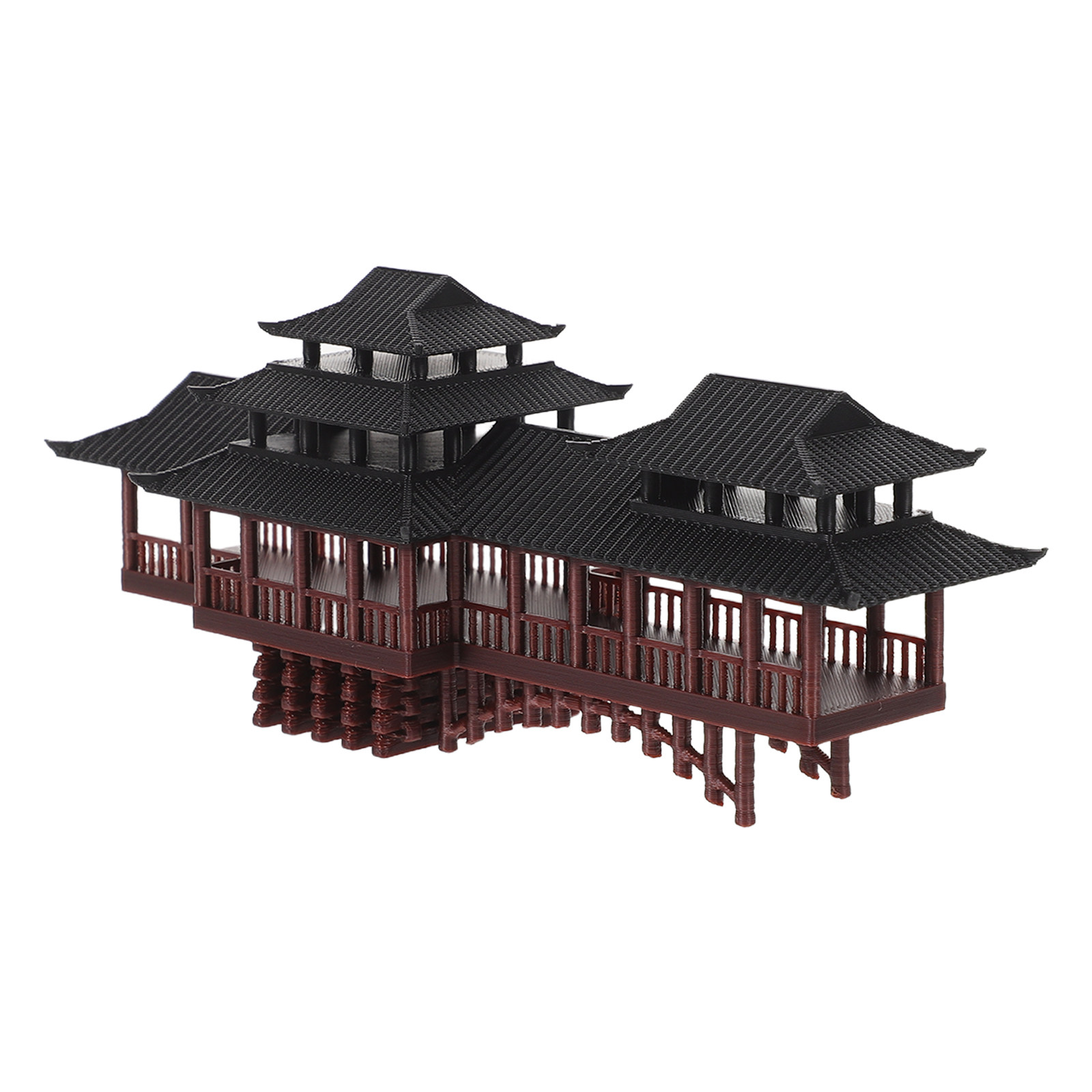 Bonsai Garden Desk - Plastic Decorative Garden Bridge Pavilion Statue