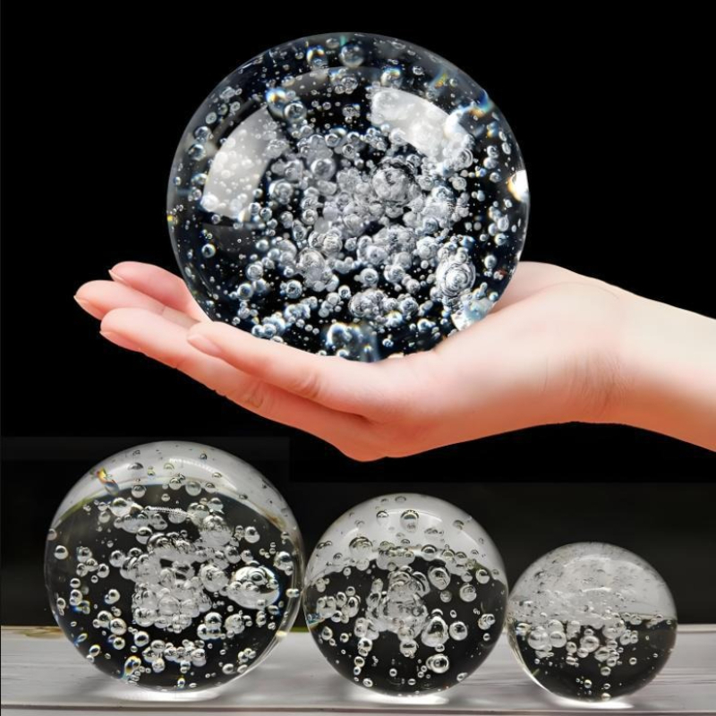 Bonsai Garden Fountain - Crystal Glass Bubble Ball Decor, Handmade