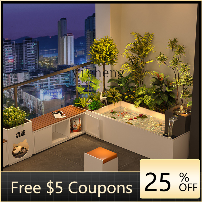 Garden Balcony Flower Box Sitt - Bonsai Garden Fountain 评论和价格