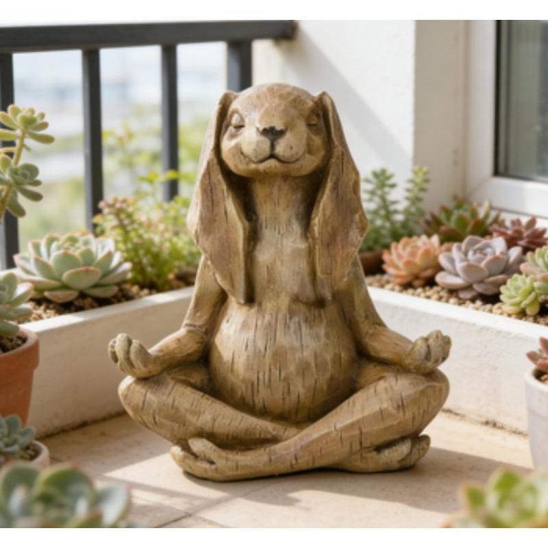 Meditating Zen Rabbit Statue B - Bonsai Garden Fountain 评论和价格