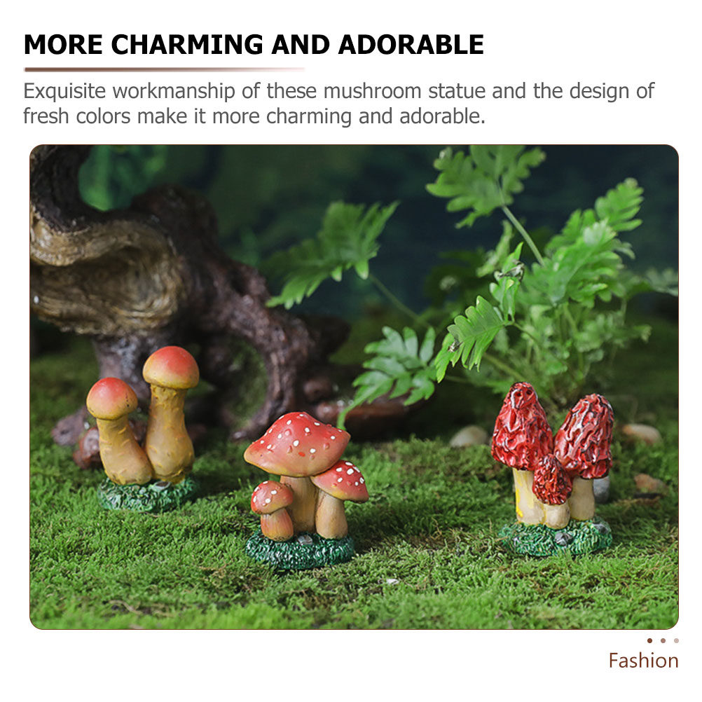 3pcs Miniature Mushroom Decor  - Bonsai Garden Miniature 评论和价格