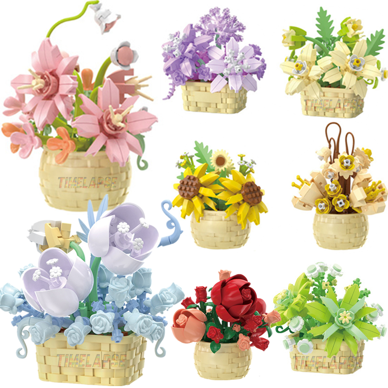 DIY MOC Potted Rose Sunflower  - Bonsai Garden Experts 评论和价格