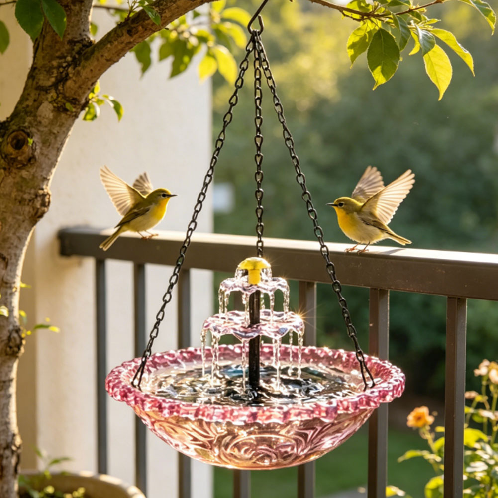 Hanging Solar Powered Birdbath - Bonsai Garden Fountain 评论和价格