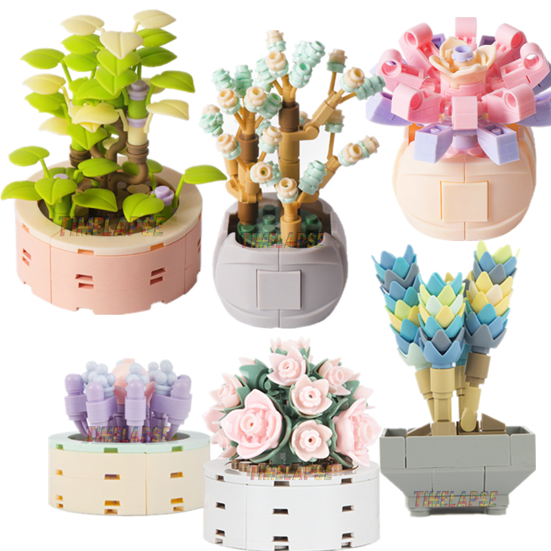 DIY MOC Potted Plants Succulen - Bonsai Garden Experts 评论和价格