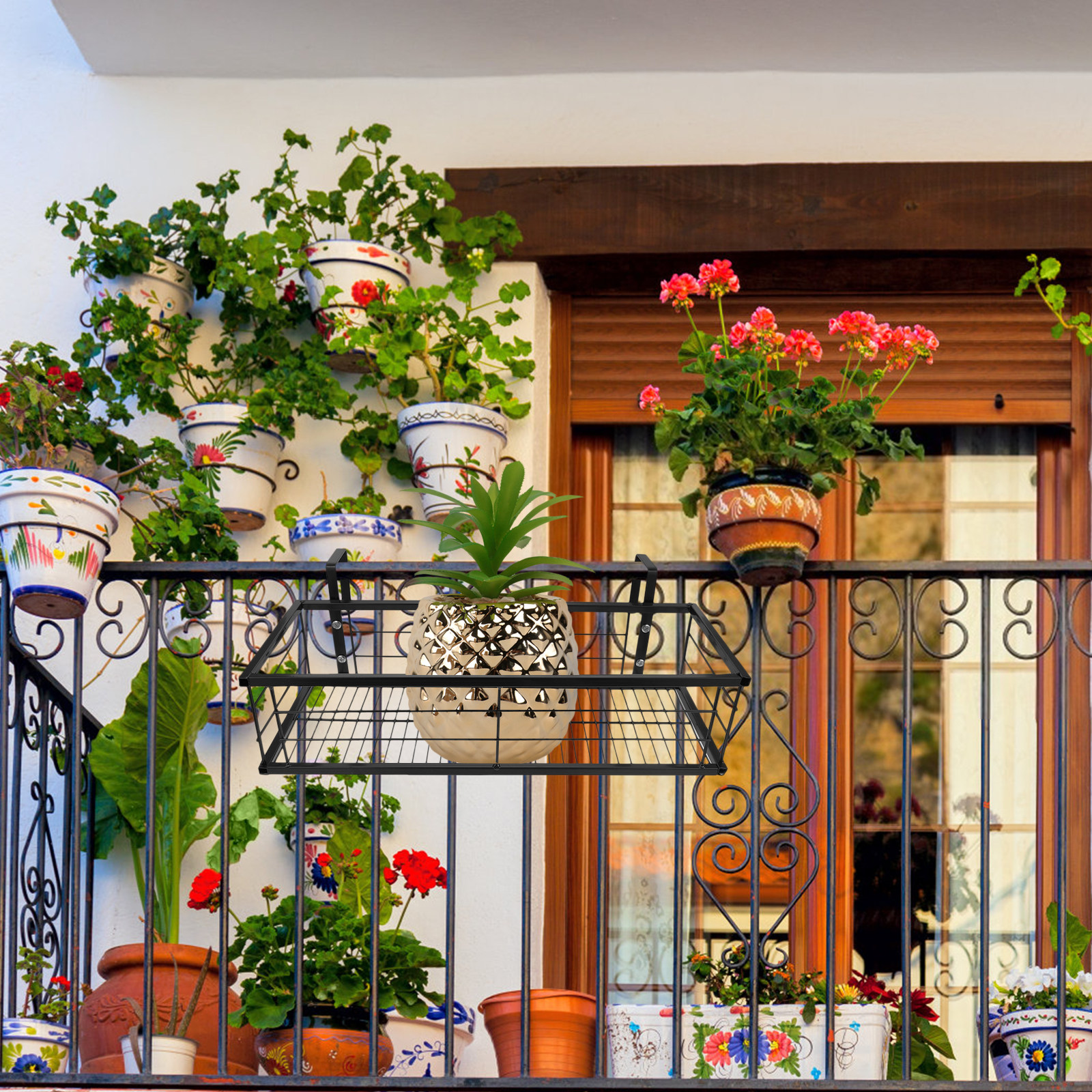 1Pcs Balcony Hanging Flower Po - Bonsai Garden Plants 评论和价格