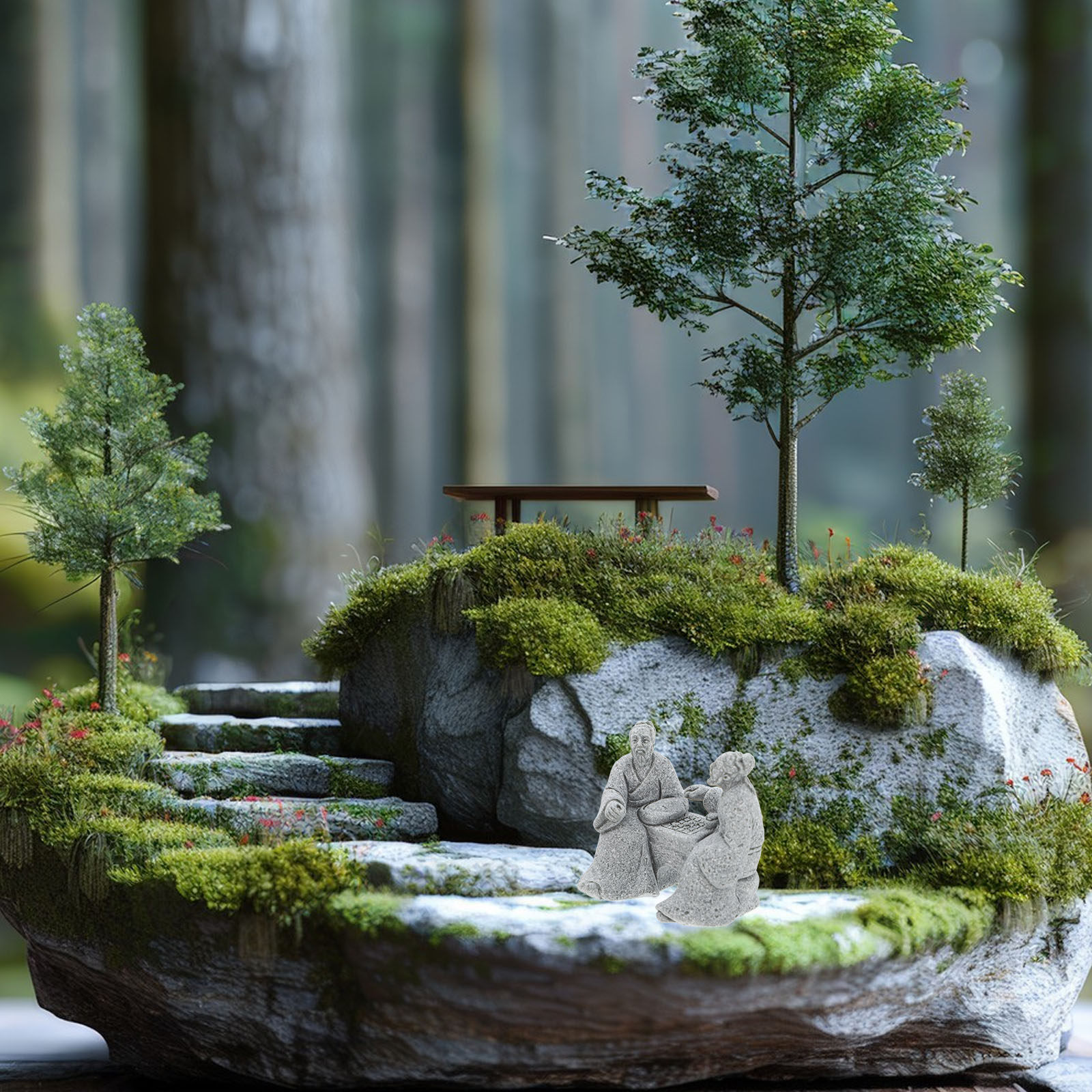 2Pcs Premium Mini Craft Landsc - Bonsai Garden Desk 评论和价格