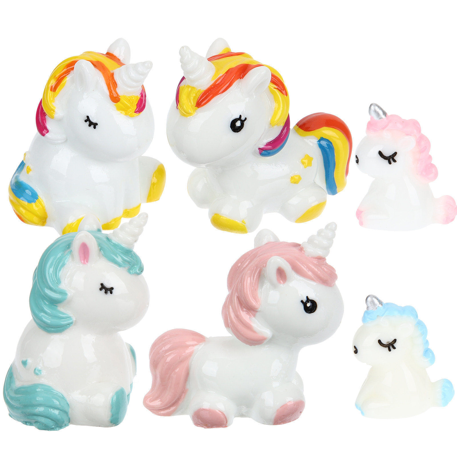 6Pcs Lifelike Mini Unicorn Res - Bonsai Garden Desk 评论和价格