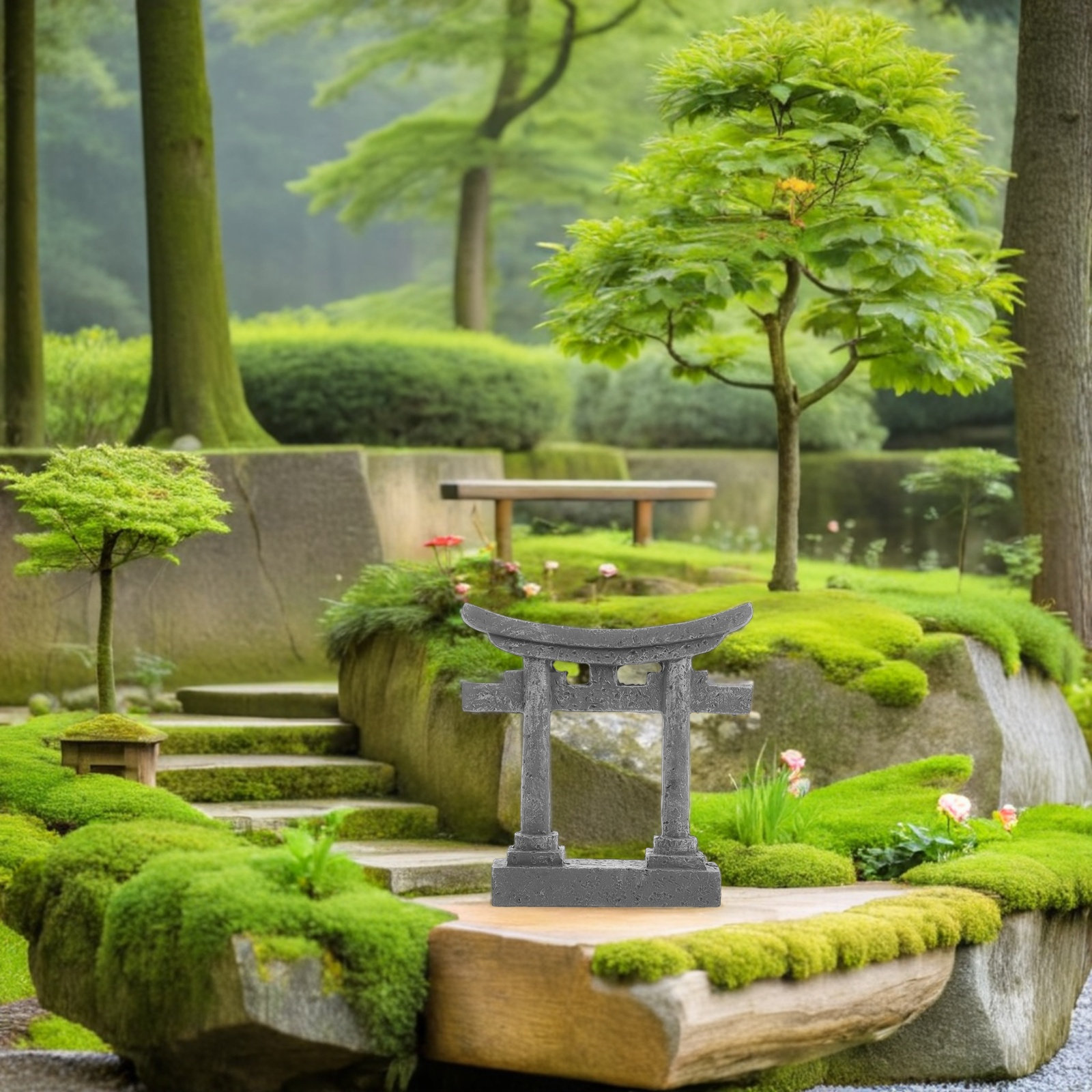 2Pcs Japanese Torii Gate Resin - Bonsai Garden Miniature 评论和价格
