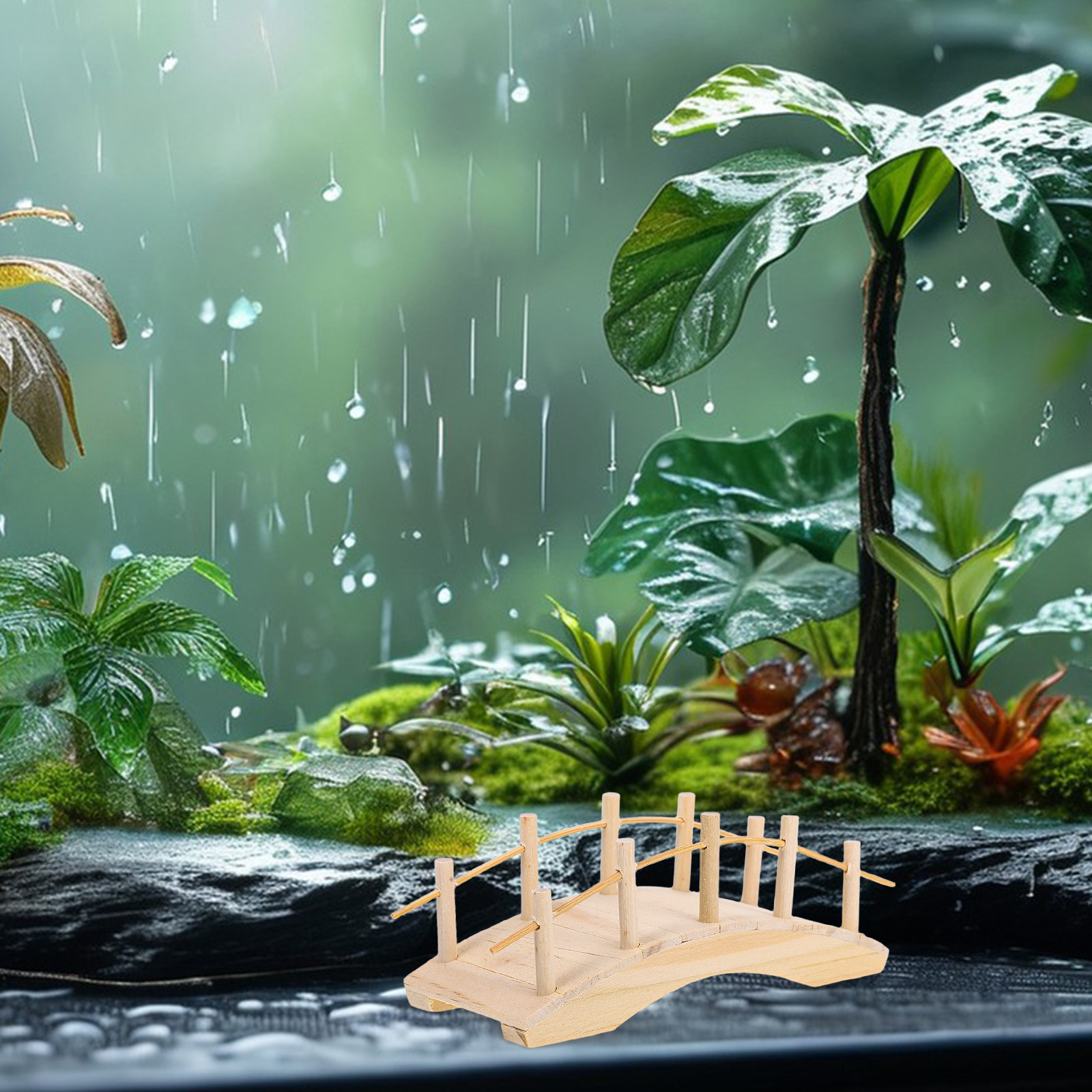 Miniature Wooden Arch Bridge V - Bonsai Garden Miniature 评论和价格