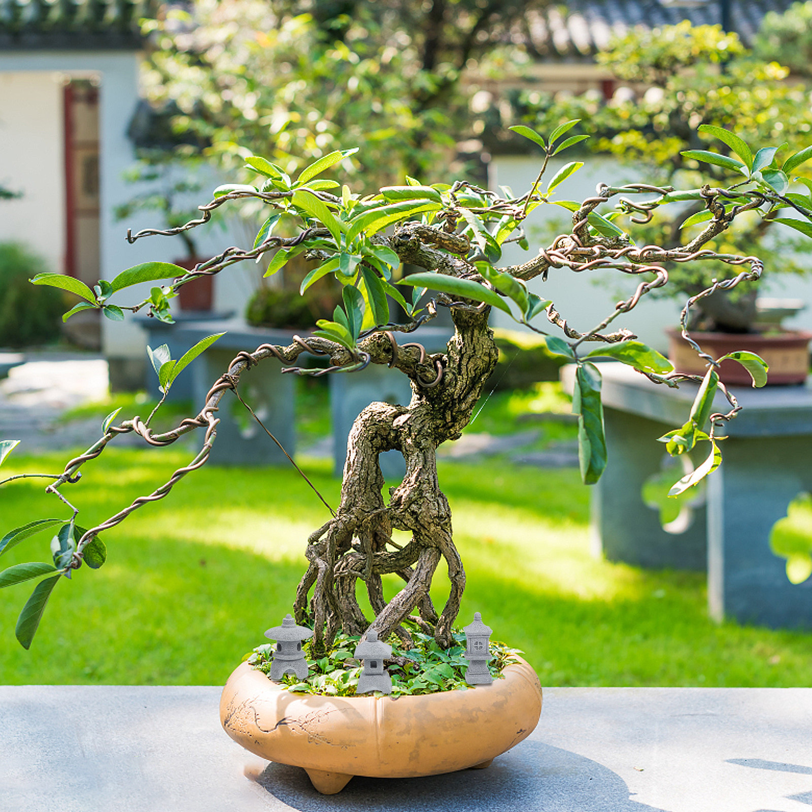 3Pcs Compact Miniature Pagoda  - Bonsai Garden Miniature 评论和价格
